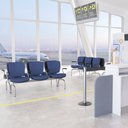 Ver imagem 2 de Cadeira Longarina 3 Lugares Aeroporto Recepção Cromado Baixa Flexi P03 Vinil azul - lyam Lyam Decor