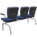 Ver imagem 5 de Cadeira Longarina 3 Lugares Aeroporto Recepção Cromado Baixa Flexi P03 Vinil azul - lyam Lyam Decor