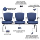 Ver imagem 4 de Cadeira Longarina 3 Lugares Aeroporto Recepção Cromado Baixa Flexi P03 Vinil azul - lyam Lyam Decor