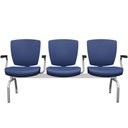 Ver imagem 1 de Cadeira Longarina 3 Lugares Aeroporto Recepção Cromado Baixa Flexi P03 Vinil azul - lyam Lyam Decor
