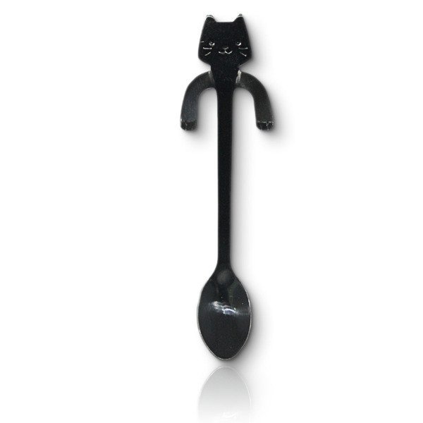 Talher utensilio cozinha patinha preta gato aço inox suco - 6