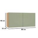 Ver imagem 3 de Armário Aéreo Geladeira 100% MDF 80 cm 2 Portas Lótus Carvalho/Verde