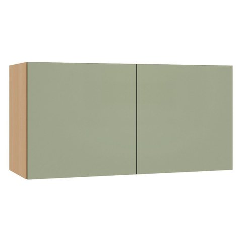 Armário Aéreo Geladeira 100% MDF 80 cm 2 Portas Lótus Carvalho/Verde