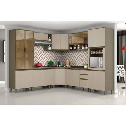 Kit de Cozinha Modulada 14pçs 1 4 Armários 4 Balcões 2 Paneleiros 4 Complementos C14p05 Duna/