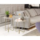 Ver imagem 2 de Conjunto Mesas Laterais Apoio Vidro Roma Dourada Premium:Off White
