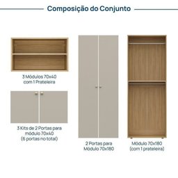 Estante Home 4 Módulos 8 Portas 1 Kit Prateleira Frame Cabecasa MadeiraMadeira  - 3
