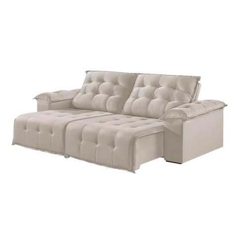 Sofá 4 Lugares Retrátil e Reclinável Martins M-170 Veludo Creme