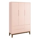 Ver imagem 1 de Guarda-roupa Retrô Square 3 Portas Pés em Madeira - Rosa