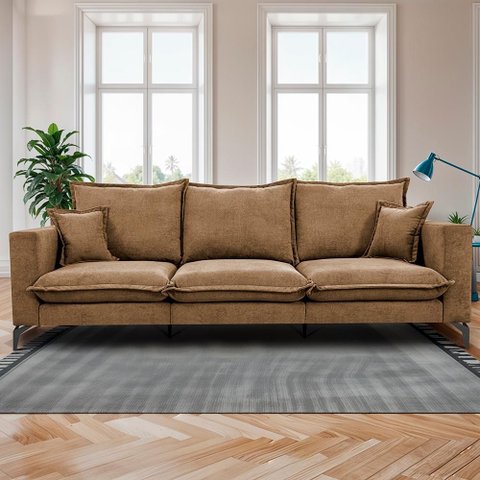 Sofá 3 Lugares Modular Boma 2,40m Boucle Caramelo Sofá Inbox