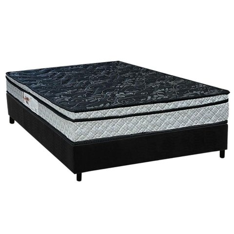 Conjunto Box Casal: Colchão Espuma Paropas D28 Conforto Firme + Base Crc Suede Black (138x188)