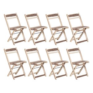 Kit 8 Cadeiras Dobrável 100% Madeira Maciça Ypê Ideal para Áreas Externas e Internas Natural