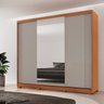 Guarda-roupa Casal 100% Mdf 3 Portas de Correr 4 Gavetas 6 Prateleiras com Pés e Espelho Chile - 1