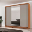 Ver imagem 1 de Guarda-roupa Casal 100% Mdf 3 Portas de Correr 4 Gavetas 6 Prateleiras com Pés e Espelho Chile