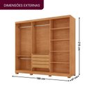 Ver imagem 3 de Guarda-Roupa Casal 100% MDF 3 Portas de Correr 4 Gavetas 6 Prat c/ Pés e Espelho Chile Offwhite/Mar