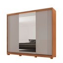 Ver imagem 2 de Guarda-Roupa Casal 100% MDF 3 Portas de Correr 4 Gavetas 6 Prat c/ Pés e Espelho Chile Offwhite/Mar