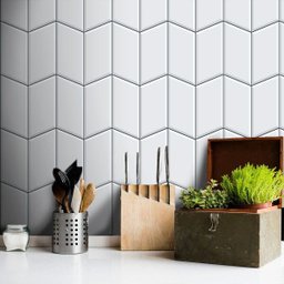 Kit 2 Pecas - Papel de Parede Azulejo para Cozinha Tile Branco - 0,58 x 3,00M - 1