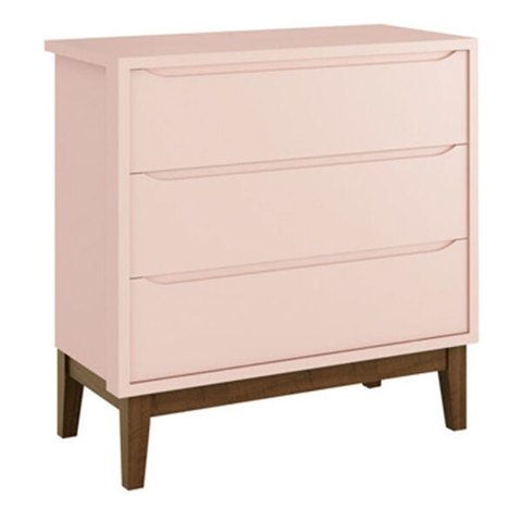 Cômoda Retro Square 3 Gavetas com Pé em Madeira – Rosa