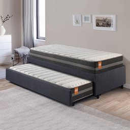 Bicama Box Solteiro Linho Cinza 88x188 com Colchão Bogotá Molas Ultralastic Inducol - 3