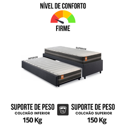 Bicama Box Solteiro Linho Cinza 88x188 com Colchão Bogotá Molas Ultralastic Inducol - 6
