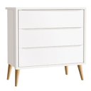 Ver imagem 1 de Cômoda Retrô Theo 3 Gavetas e Pés em Madeira Natural - Branco