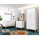 Ver imagem 2 de Cômoda Retrô Theo 3 Gavetas e Pés em Madeira Natural - Branco