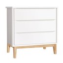 Ver imagem 1 de Cômoda Retrô Square 3 Gavetas com Pés em Madeira Natural - Branco Fosco com Mezzo