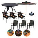 Ver imagem 1 de Jogo de Mesa Jantar 1,40m Alumínio 6 Cadeiras Jardim Piscina + Guarda Sol