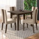 Ver imagem 4 de Mesa de Jantar Kate com 4 Cadeiras Estofadas Linea Suede Amendoa Poliman