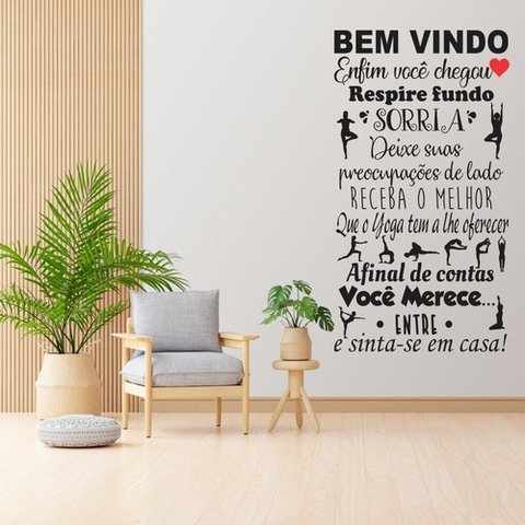 Adesivo de Parede Decorativo Frase Motivacional Bem Vindo Yoga