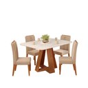 Ver imagem 2 de Conjunto Sala de Jantar 4 Cadeiras Tampo sem Vidro Dj Móveis Kiara Freijó Quartzo Yasmin Veludo Kraf