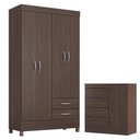 Ver imagem 1 de Guarda Roupa Solteiro Astro com Cômoda Montevidéu Café Touch - Demóbile