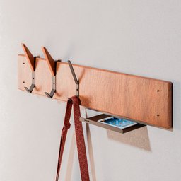 Cabideiro Suspenso Madeira Linha Home Padrão Morphi Design 80cm Aço Preto - 1