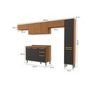 Ver imagem 3 de Armário de Cozinha Elara 9 Portas 3 Gavetas MDP 320cm Canela e Preto Kappesberg