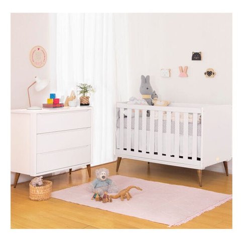 Kit Quarto Infantil Theo Branco - Berço + Cômoda