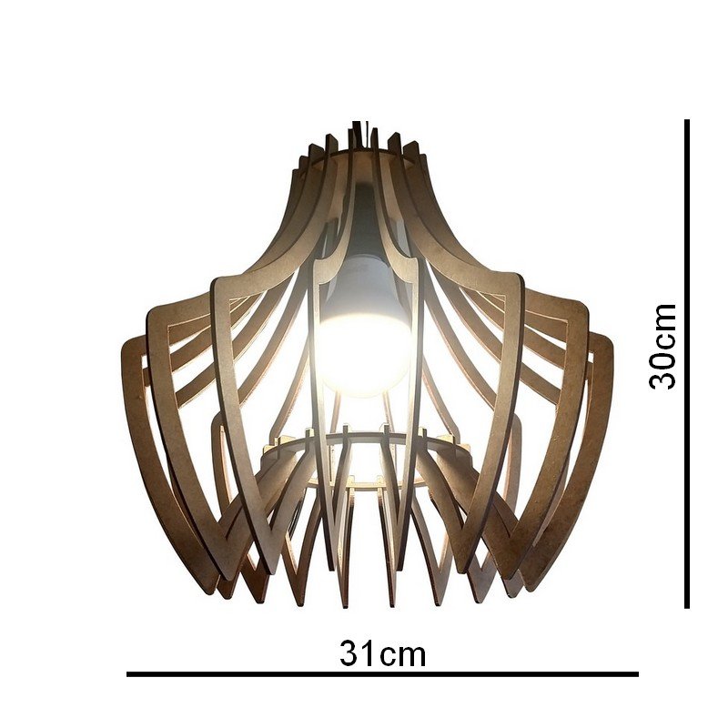 Lustre Luminária Pendente de Madeira MDF Mod. Spider - 2