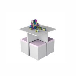 Conjunto Mesa Infantil 4 Banquetas Funny Branco/rosa Appunto - 5