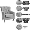 Ver imagem 4 de Kit 2 Poltronas para Sala Decorativas C/ Capitonê Carrara Veludo Prata