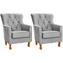 Ver imagem 1 de Kit 2 Poltronas para Sala Decorativas C/ Capitonê Carrara Veludo Prata