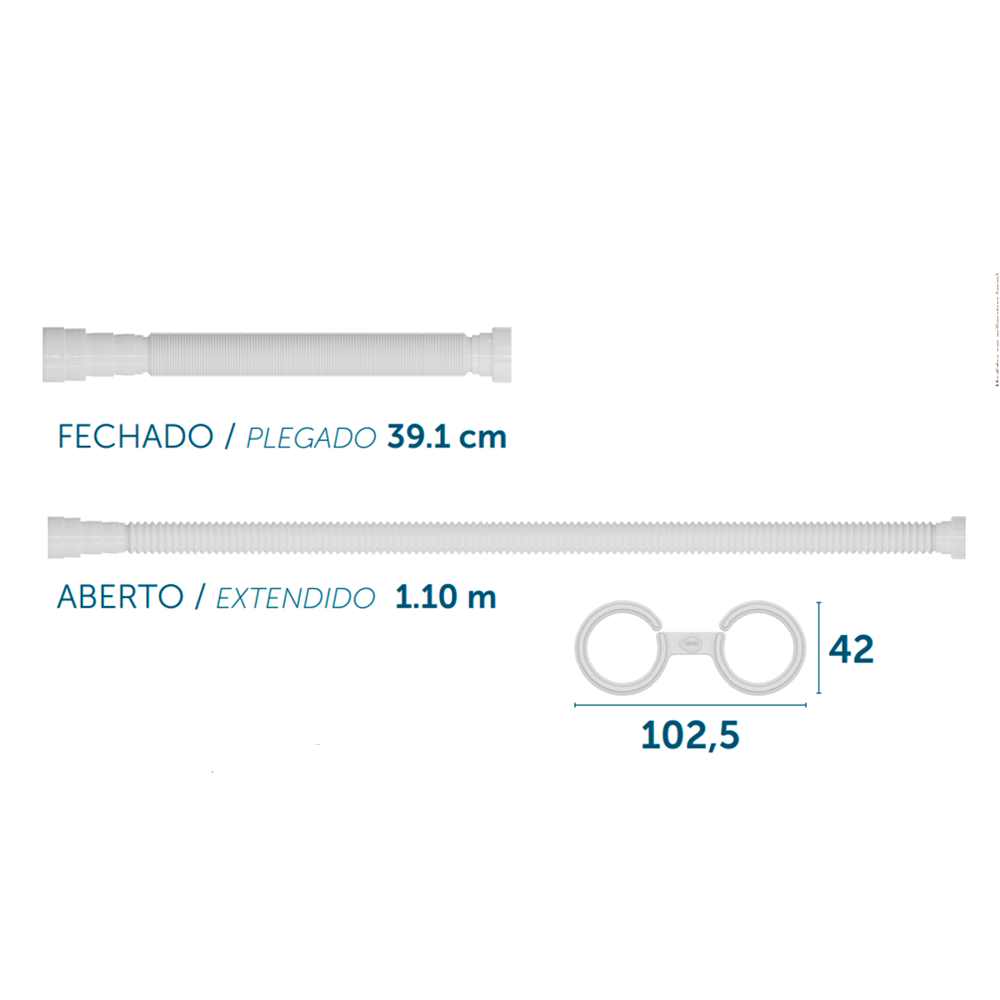 Sifão Tubo Extensivo Universal Blukit Com Porca Preto 1,1m - 2