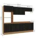 Ver imagem 3 de Cozinha Modulada 6 Peças Aéreos, Balcões, Torre Quente e Tampo Conecta Frise Yescasa Cinamomo/Preto