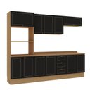 Ver imagem 2 de Cozinha Modulada 6 Peças Aéreos, Balcões, Torre Quente e Tampo Conecta Frise Yescasa Cinamomo/Preto