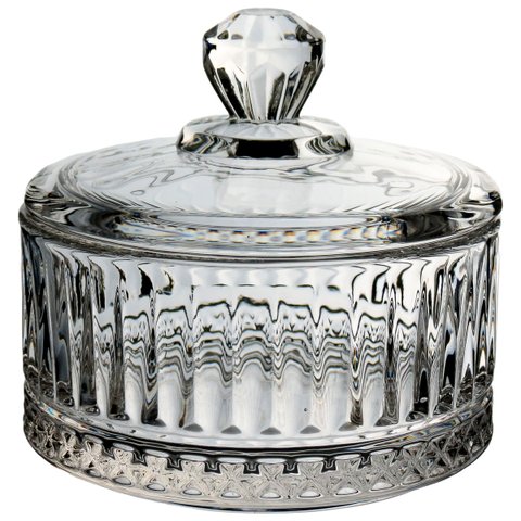 Potiche Decorativo Bomboniere Redondo Home&co com Tampa Eco Crystal 10x10x10cm Transparente