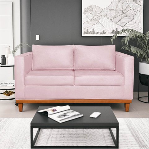 Sofá 3 Lugares Europa 180 cm Estilo Conforto e Elegância Suede Rosa Bebê - ADJ Decor