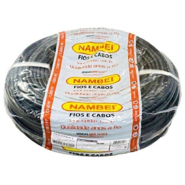 Rolo 100m Cabo Pp 3 X 1,00mm 12a Preto Nambei - 1