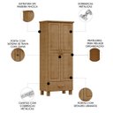 Ver imagem 3 de Guarda Roupa Solteiro 82cm 2 Portas 1 Gaveta Renzo Freijó F07 - Mpozenato