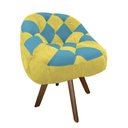 Ver imagem 2 de Poltrona Paloma Escritório Sala Giratória Madeira Suede Amarelo e Suede Azul Turquesa - Dominic Deco