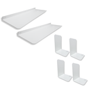 Ver imagem 2 de 2 Prateleiras de Parede Multiuso 60cm + 4 Aparadores para Livros Bibliocanto Aço Branco