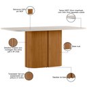 Ver imagem 2 de Mesa de Jantar 6 Lugares Retangular Tampo Vidro Verbena N01 Ypê Off White - Lyam Decor