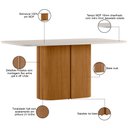 Ver imagem 3 de Mesa de Jantar 6 Lugares Retangular Tampo Vidro Verbena N01 Ypê Off White - Lyam Decor