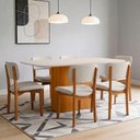 Ver imagem 2 de Mesa de Jantar 6 Lugares Retangular Tampo Vidro Verbena N01 Ypê Off White - Lyam Decor